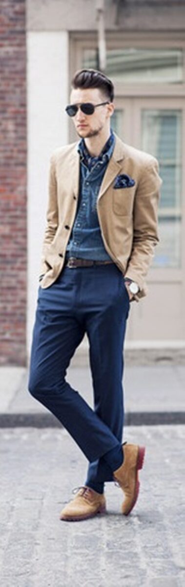 what to wear with denim shirt male