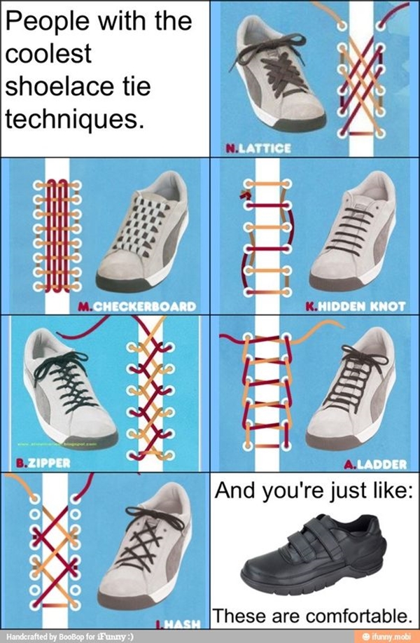 different styles to tie shoelaces