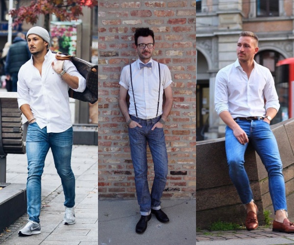 32 Cool Men S Blue Jeans With White Shirt Outfits Macho Vibes