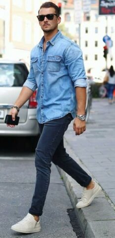 40 (Men’s Weapon) Denim Shirts Outfits For Men – Macho Vibes