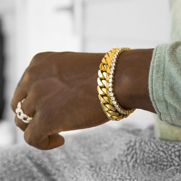 man gold hand bracelet